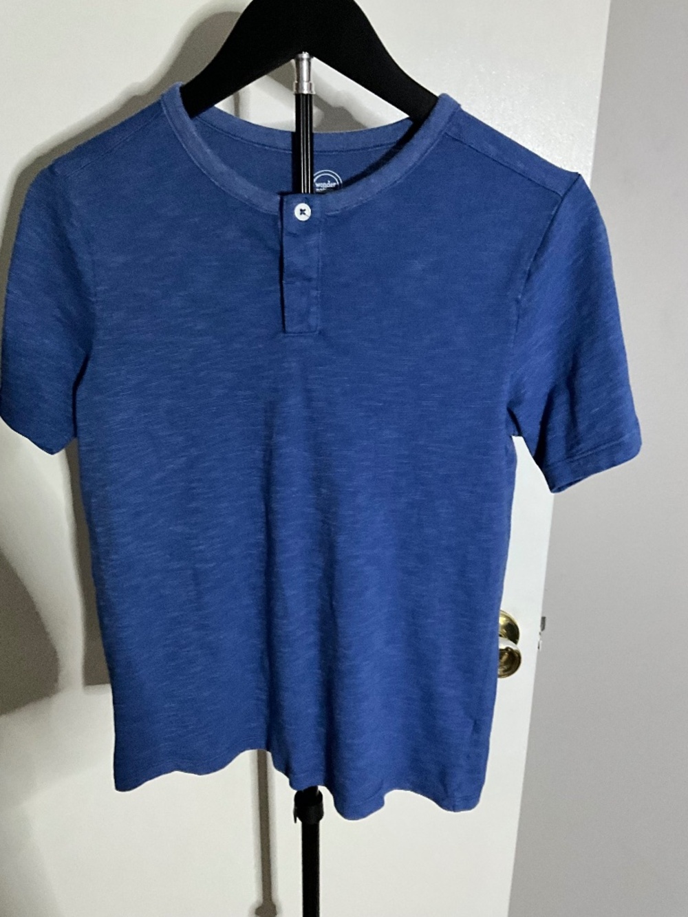 Wonder Nation Boys Short Sleeve Henley Shirt Blue Size L‎ (10-12)